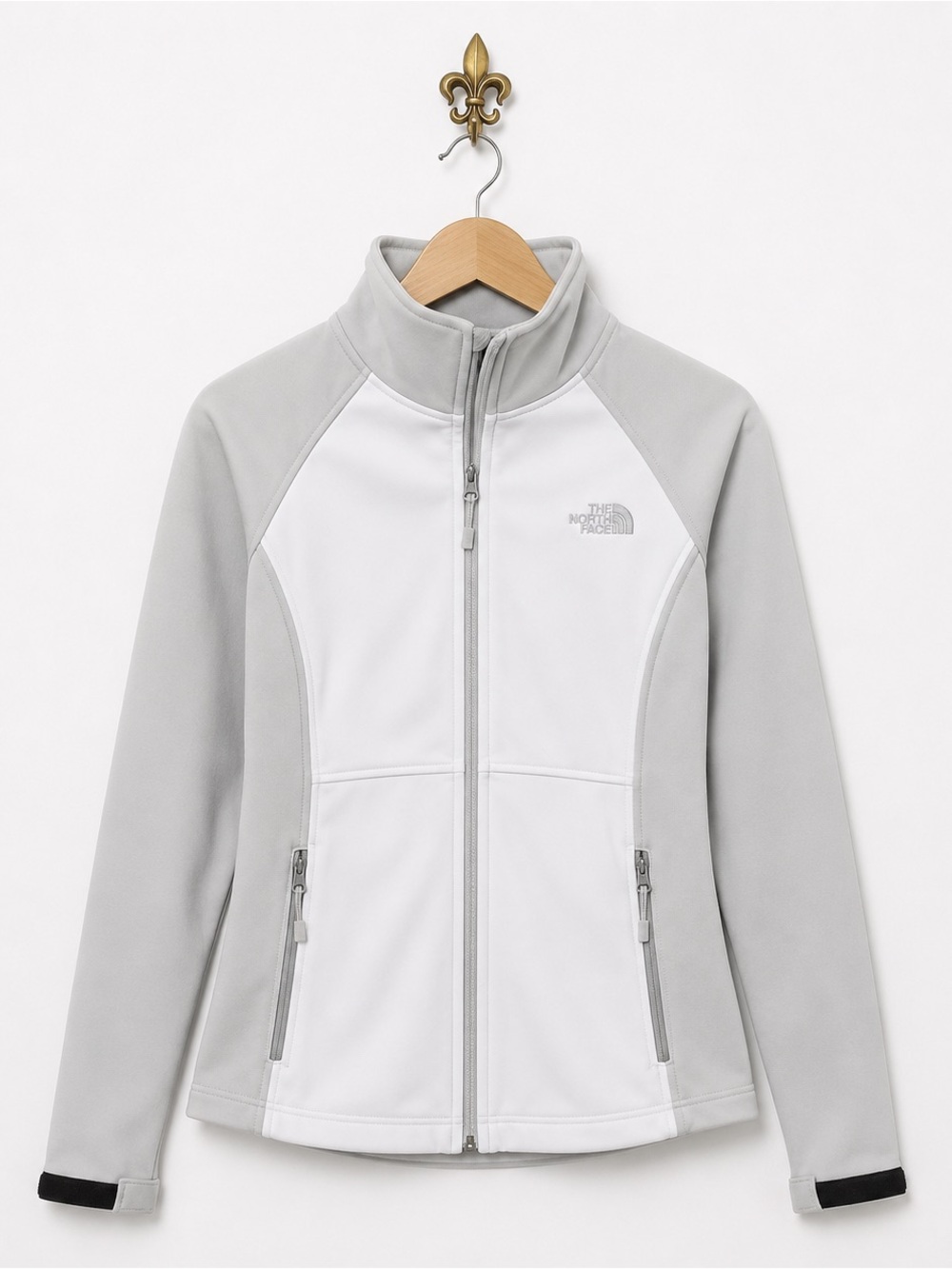 The North Face Gray White Jacket High Collar Performance XS